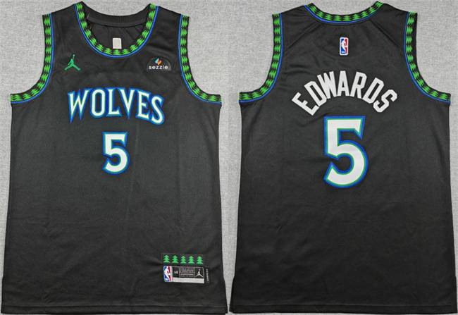 Minnesota Timberwolves #5 Anthony Edwards Black 2026 Statement Edition Stitched Basketball Jersey Minnesota Timberwolves #5 Anthony Edwards Black 2026 Statement Edition Stitched Basketball Jersey
