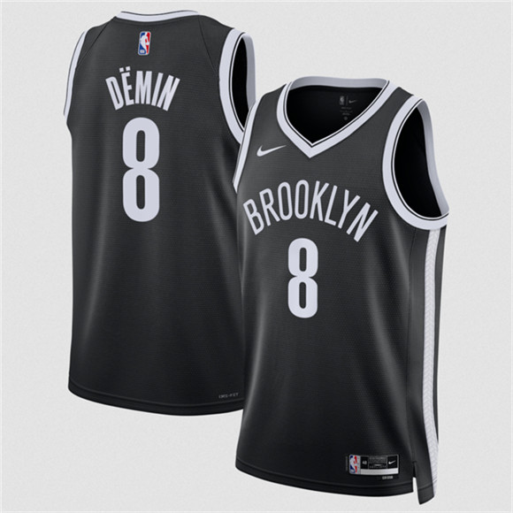 Brooklyn Nets #8 Egor D?min Black Icon Edition Stitched Basketball Jersey