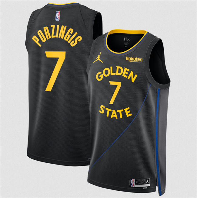 Golden State Warriors #7 Kristaps Porzingis Black 2026 Statement Edition Stitched Basketball Jersey