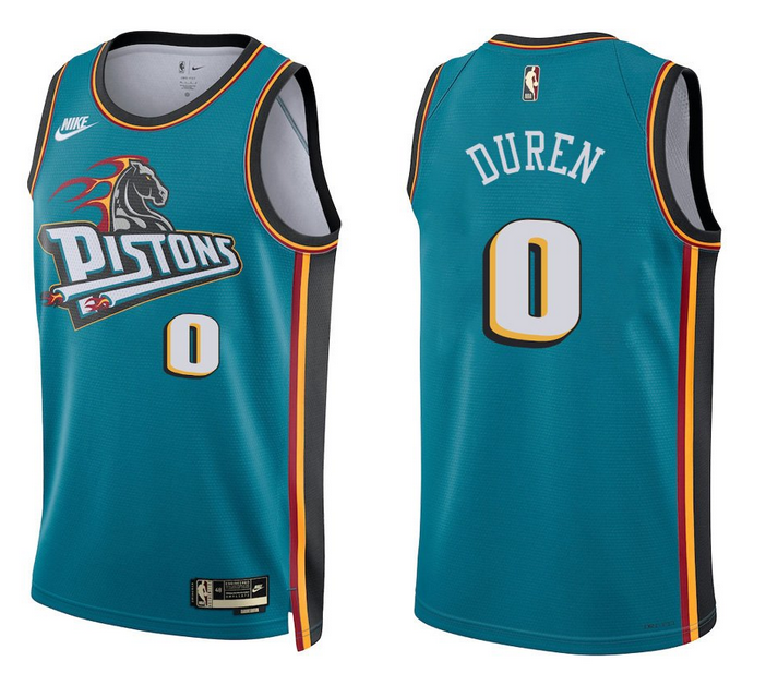 Detroit Pistons #0 Jalen Duren Teal Stitched Basketball Jersey