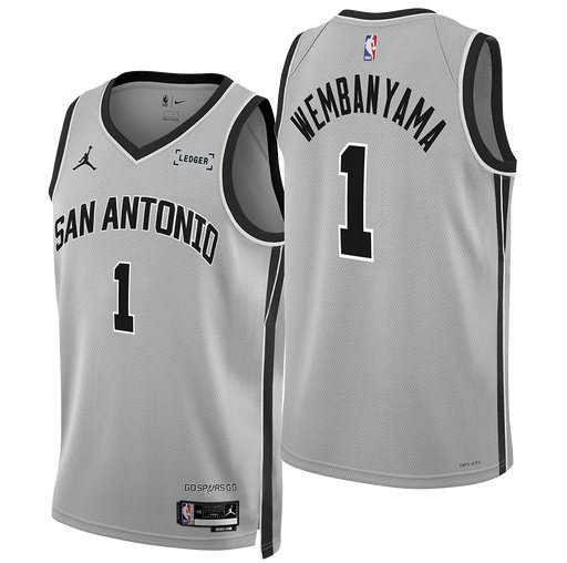 San Antonio Spurs #1 Victor Wembanyama Silver 2025-26 Statement Edition Stitched Basketball Jersey