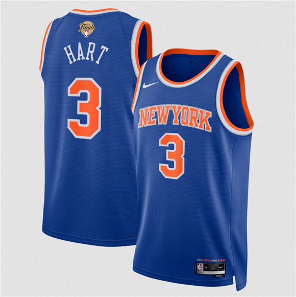 New Yok Knicks #3 Josh Hart Blue 2026 Finals Patch Icon Edition Stitched Basketball Jersey