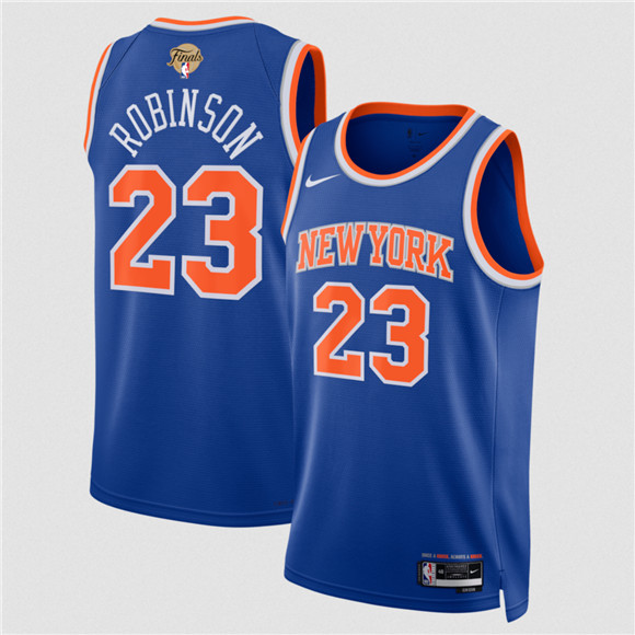 New Yok Knicks #23 Mitchell Robinson Blue 2026 Finals Patch Icon Edition Stitched Basketball Jersey