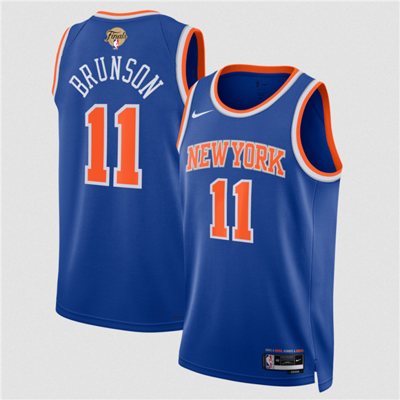 New Yok Knicks #11 Jalen Brunson Blue 2026 Finals Patch Icon Edition Stitched Basketball Jersey