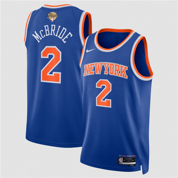 New Yok Knicks #2 Miles McBride Blue 2026 Finals Patch Icon Edition Stitched Basketball Jersey