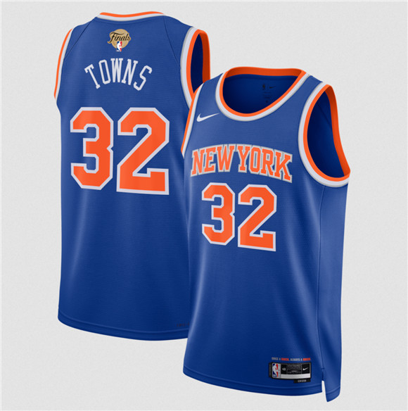 New Yok Knicks #32 Karl-Anthony Blue 2026 Finals Patch Icon Edition Stitched Basketball Jersey