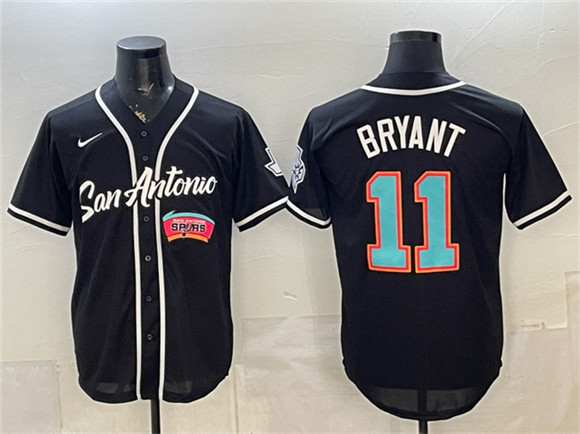 San Antonio Spurs #11 Carter Bryant Black Stitched Baseball Jersey