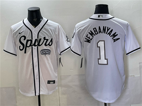 San Antonio Spurs #1 Victor Wembanyama White Stitched Baseball Jersey