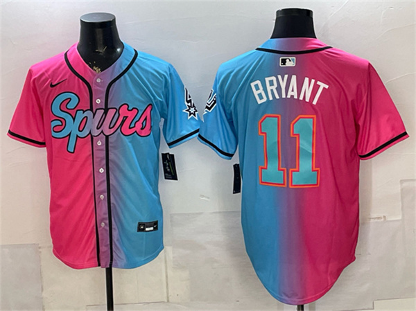 San Antonio Spurs #11 Carter Bryant Pink Blue Limited Stitched Baseball Jersey