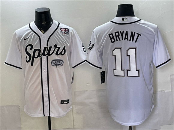 San Antonio Spurs #11 Carter Bryant White USA 250' Patch Stitched Baseball Jersey