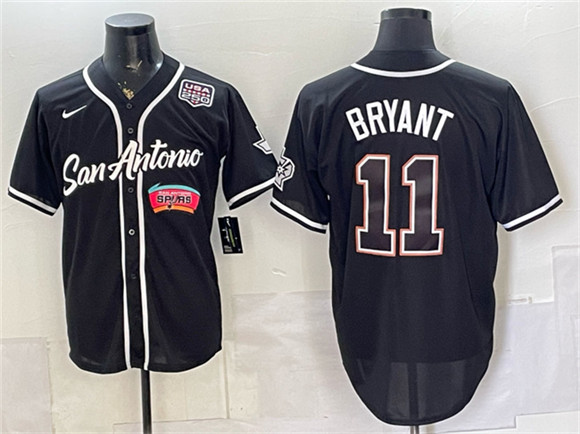 San Antonio Spurs #11 Carter Bryant Black USA 250' Patch Stitched Baseball Jersey