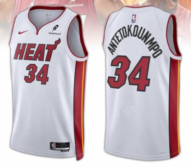 Miami Heat #34 Giannis Antetokounmpo White 2025 Association Edition Swingman Stitched Basketball Jersey