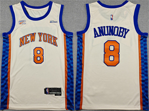 New York Knicks #8 OG Anunoby Cream 2024-25 City Edition Stitched Basketball Jersey