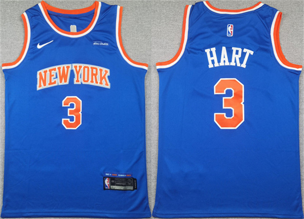 New York Knicks #3 Josh Hart Blue Icon Edition Edition Stitched Basketball Jersey