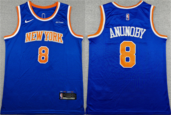 New York Knicks #8 OG Anunoby Blue Icon Edition Edition Stitched Basketball Jersey