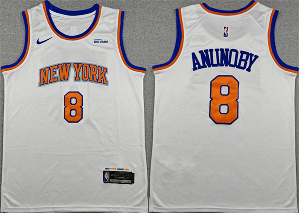 New York Knicks #8 OG Anunoby White Association Edition Stitched Basketball Jersey