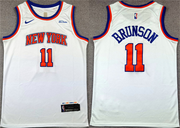New York Knicks #11 Jalen Brunson White Association Edition Stitched Basketball Jersey