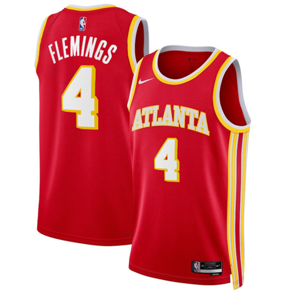 Atlanta Hawks #4 Kingston Flemings Red 2026 Draft Icon Edition Stitched Jersey