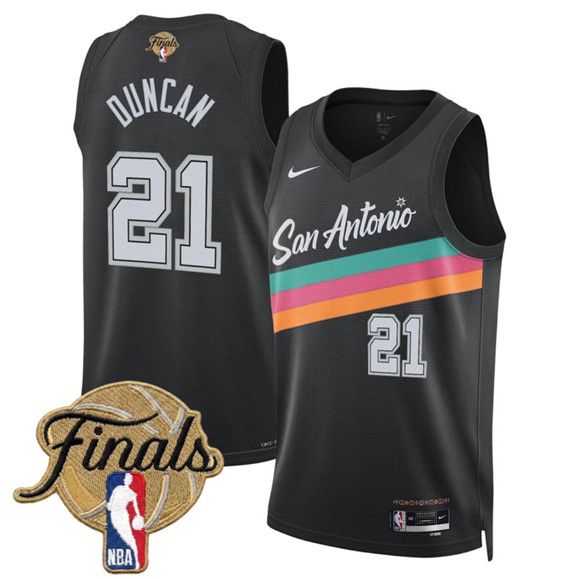 San Antonio Spurs #21 Tim Duncan Black 2026 Finals Patch City Edition Stitched Basketball Jersey