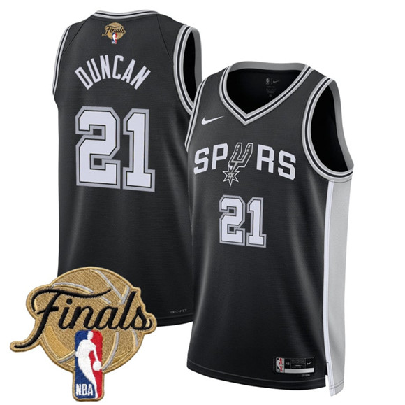 San Antonio Spurs #21 Tim Duncan Black 2026 Finals Patch Icon Edition Stitched Basketball Jersey