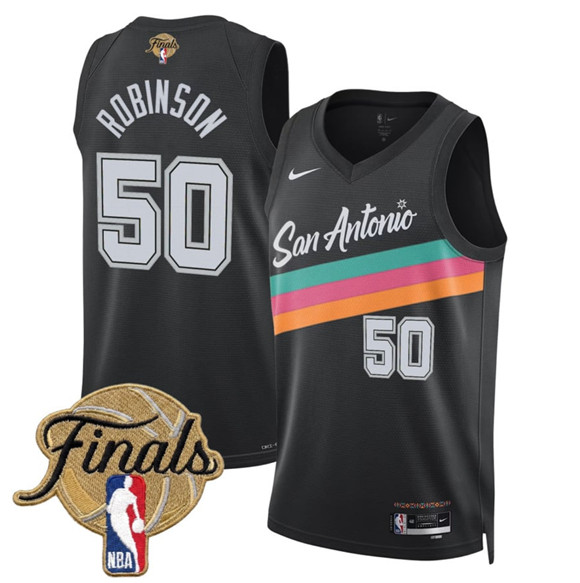 San Antonio Spurs #50 David Robinson Black 2026 Finals Patch City Edition Stitched Basketball Jersey