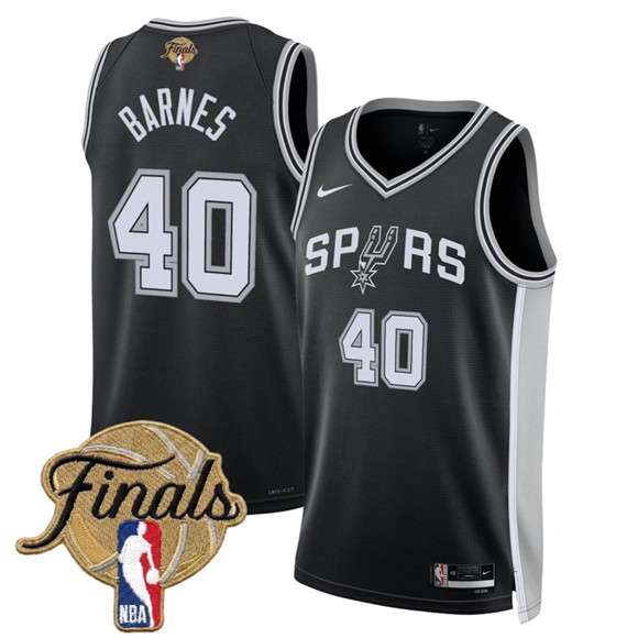 San Antonio Spurs #40 Harrison Barnes Black 2026 Finals Patch Icon Edition Stitched Basketball Jersey