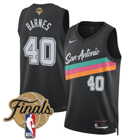 San Antonio Spurs #40 Harrison Barnes Black 2026 Finals Patch City Edition Stitched Basketball Jersey