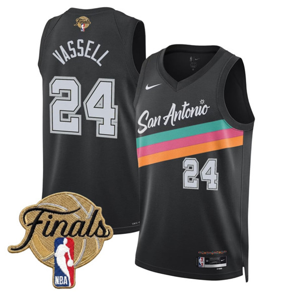 San Antonio Spurs #24 Devin Vassell Black 2026 Finals Patch City Edition Stitched Basketball Jersey