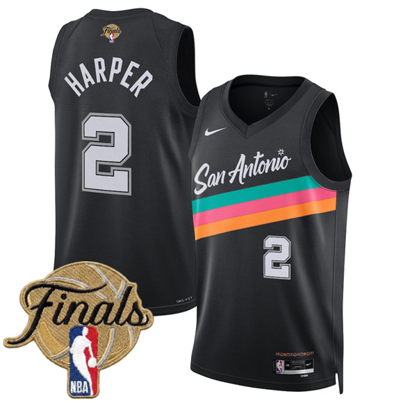 San Antonio Spurs #2 Dylan Harper Black 2026 Finals Patch City Edition Stitched Basketball Jersey