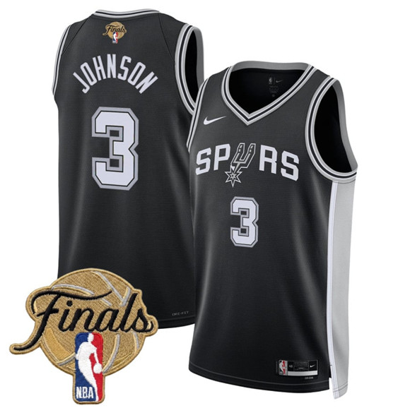 San Antonio Spurs #3 Keldon Johnson Black 2026 Finals Patch Icon Edition Stitched Basketball Jersey