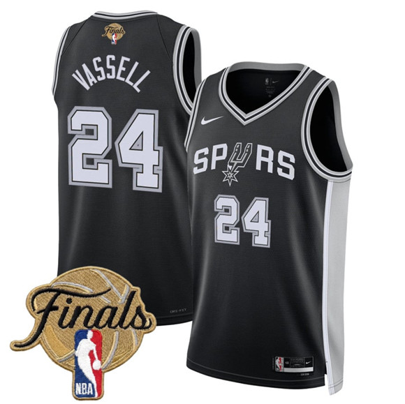 San Antonio Spurs #24 Devin Vassell Black 2026 Finals Patch Icon Edition Stitched Basketball Jersey