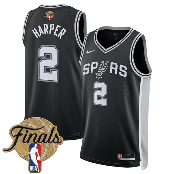 San Antonio Spurs #2 Dylan Harper Black 2026 Finals Patch Icon Edition Stitched Basketball Jersey