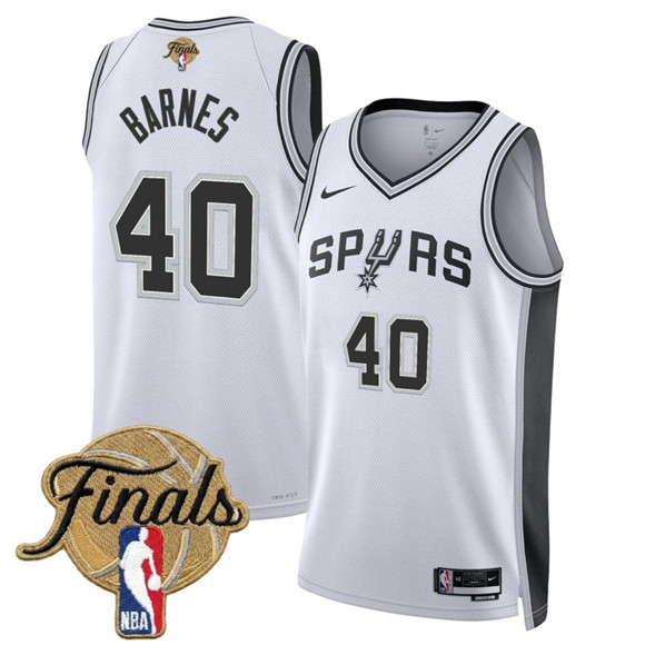 San Antonio Spurs #40 Harrison Barnes White 2026 Finals Patch Association Edition Stitched Basketball Jersey
