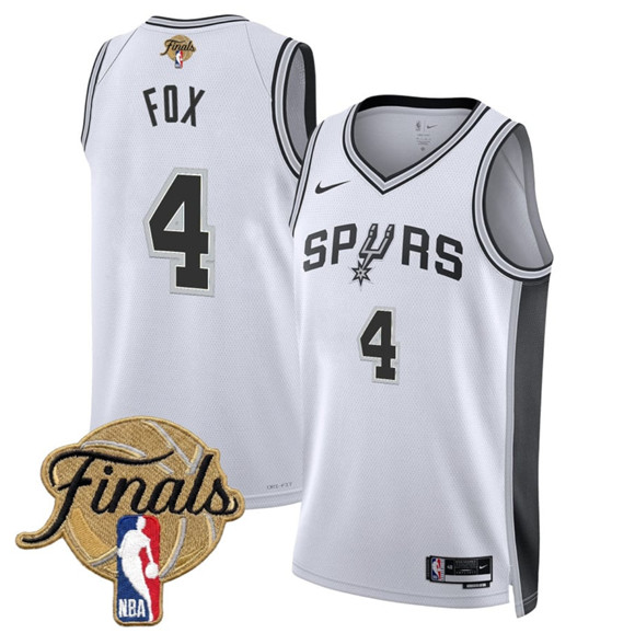 San Antonio Spurs #4 De'Aaron Fox White 2026 Finals Patch Association Edition Stitched Basketball Jersey