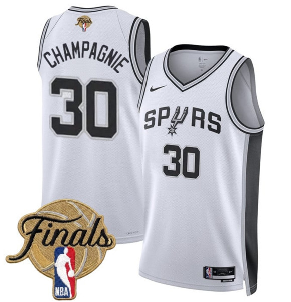 San Antonio Spurs #30 Julian Champagnie White 2026 Finals Patch Association Edition Stitched Basketball Jersey