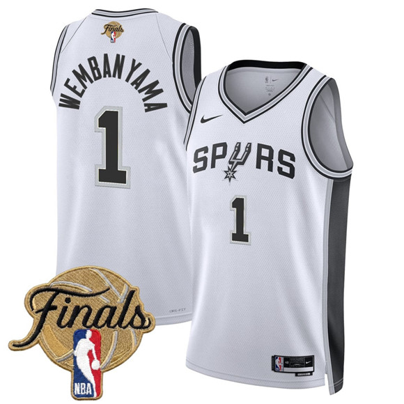 San Antonio Spurs #1 Victor Wembanyama White 2026 Finals Patch Association Edition Stitched Basketball Jersey