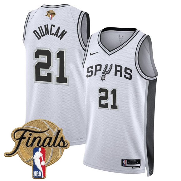 San Antonio Spurs #21 Tim Duncan White 2026 Finals Patch Association Edition Stitched Basketball Jersey