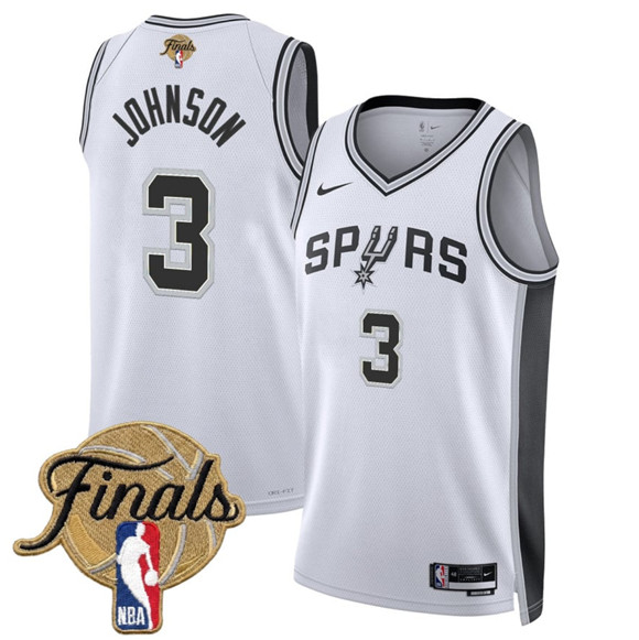 San Antonio Spurs #3 Keldon Johnson White 2026 Finals Patch Association Edition Stitched Basketball Jersey
