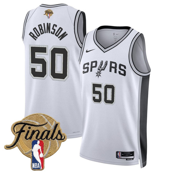 San Antonio Spurs #50 David Robinson White 2026 Finals Patch Association Edition Stitched Basketball Jersey San Antonio Spurs #50 David Robinson White 2026 Finals Patch Association Edition Stitched Basketball Jersey