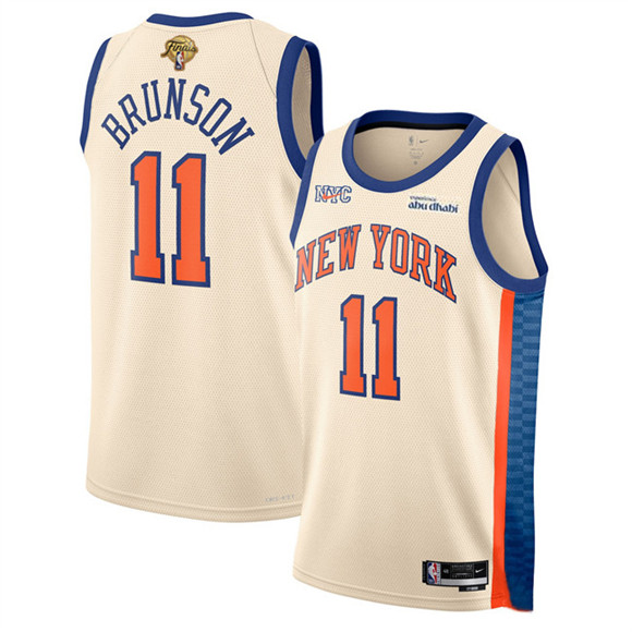 New Yok Knicks #11 Jalen Brunson Cream 2026 Finals Patch City Edition Stitched Basketball Jersey