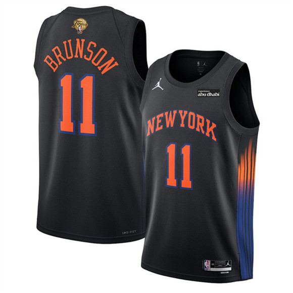 New Yok Knicks #11 Jalen Brunson Black 2026 Finals Patch Statement Edition Stitched Jersey