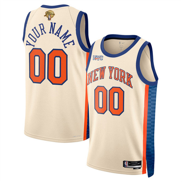 New Yok Knicks Active Player Custom Cream 2026 Finals Patch City Edition Stitched Basketball Jersey New Yok Knicks Active Player Custom Cream 2026 Finals Patch City Edition Stitched Basketball Jersey