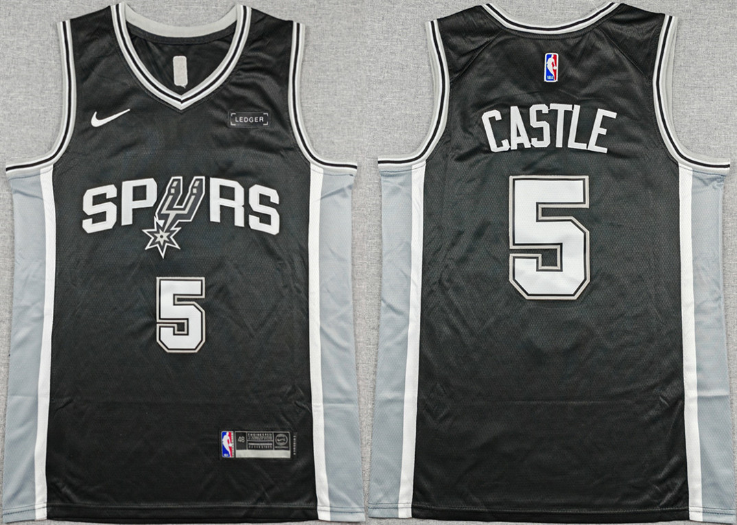 San Antonio Spurs #5 Stephon Castle Black 2025-26 Icon Edition Stitched Basketball Jersey