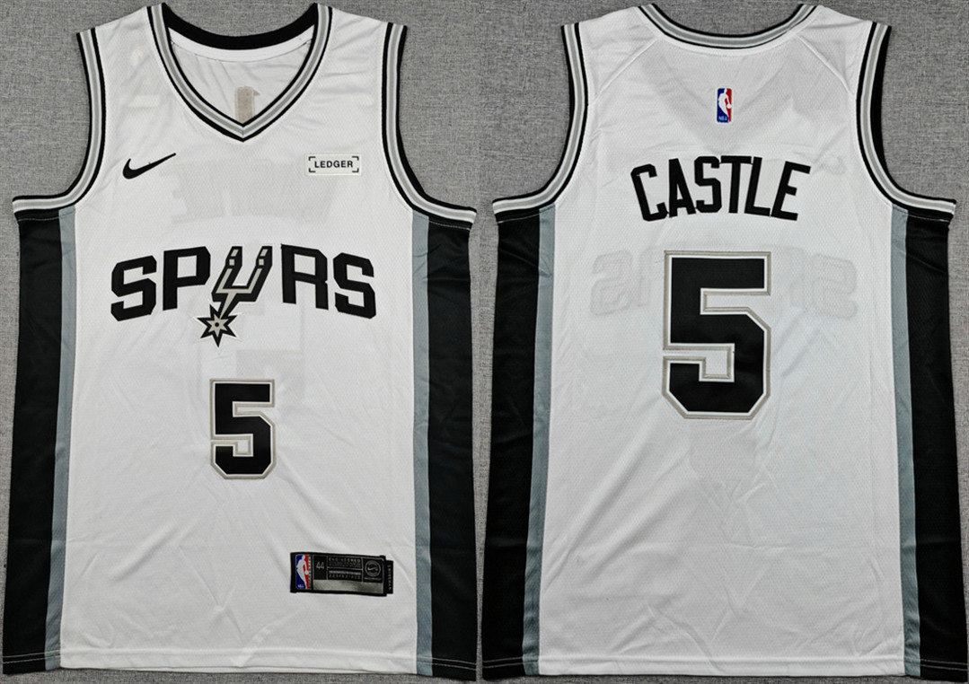 San Antonio Spurs #5 Stephon Castle White 2025-26 Association Edition Stitched Basketball Jersey