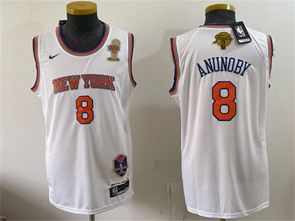 New York Knicks #8 OG Anunoby White 2026 Finals Champions Patch Stitched Jersey