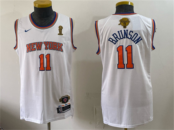 New York Knicks #11 Jalen Brunson White 2026 Finals Champions Patch Stitched Jersey