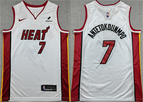 Miami Heat #7 Giannis Antetokounmpo White 2026 Association Edition Swingman Stitched Basketball Jersey