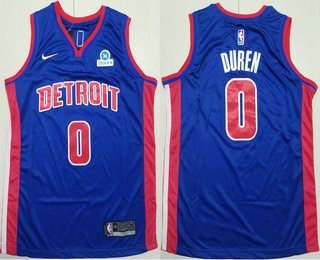 Detroit Pistons #0 Jalen Duren Blue Icon Sponsor Edition Stitched Jersey