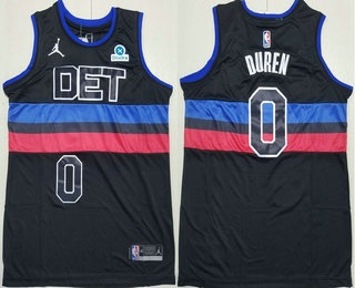 Detroit Pistons #0 Jalen Duren Black Statement Icon Sponsor Swingman Jersey