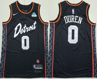 Detroit Pistons #0 Jalen Duren Black 2024 City Icon Sponsor Swingman Jersey